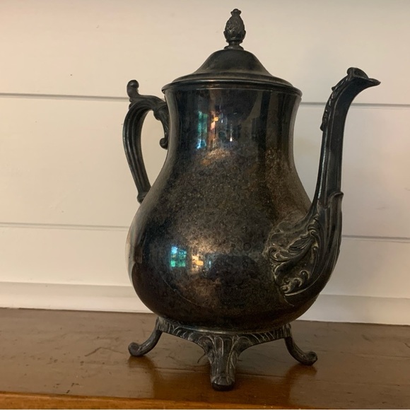LS Co. Tea / Coffee Pot Silverplated 9" Tall- Uncleaned Patina!! - Picture 2 of 16
